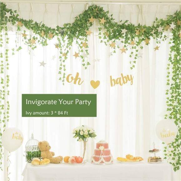 84 Ft 12 Strands Fake Ivy Leaves Artificial Ivy Garland Greenery Decor Faux Vine - Picture 3 of 7